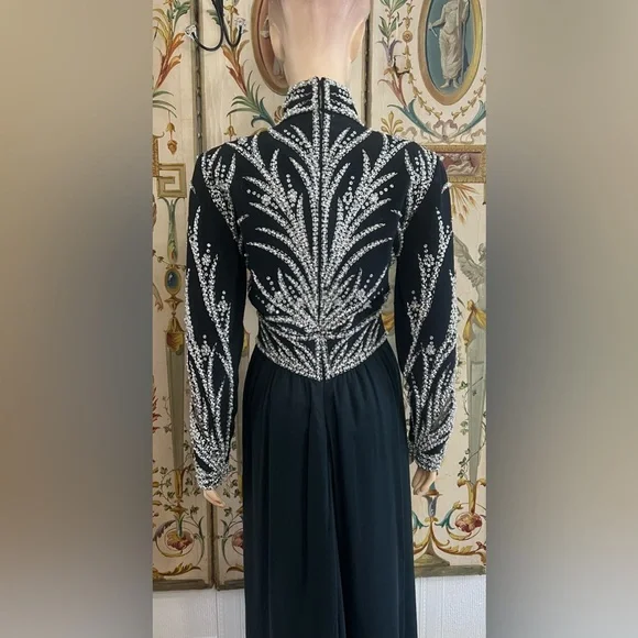 Vintage Black Tie Oleg Cassini Dress - Picture 5 of 16